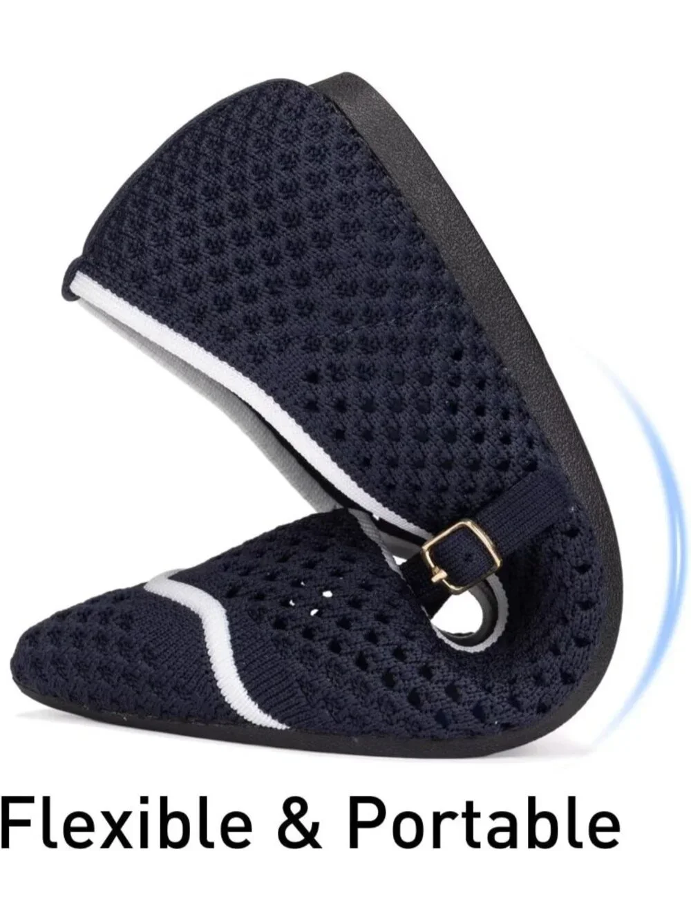 Women's Navy Mesh Ballet Flats Comfy Washable Flexible Breathable Casual